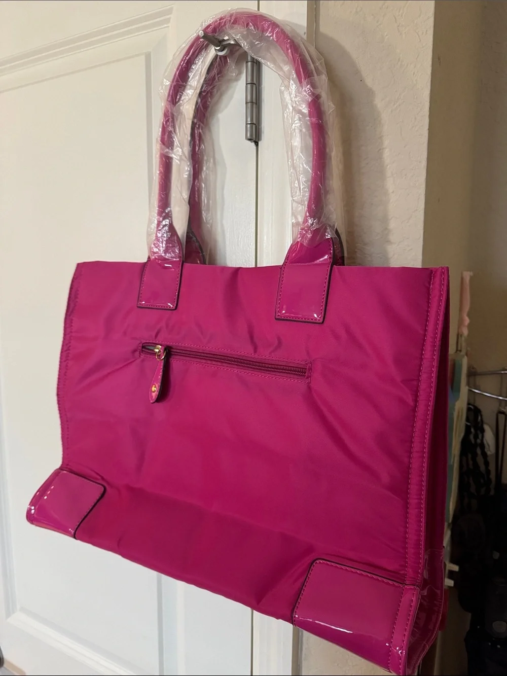 Tory Burch Bright Pink Logo Tote